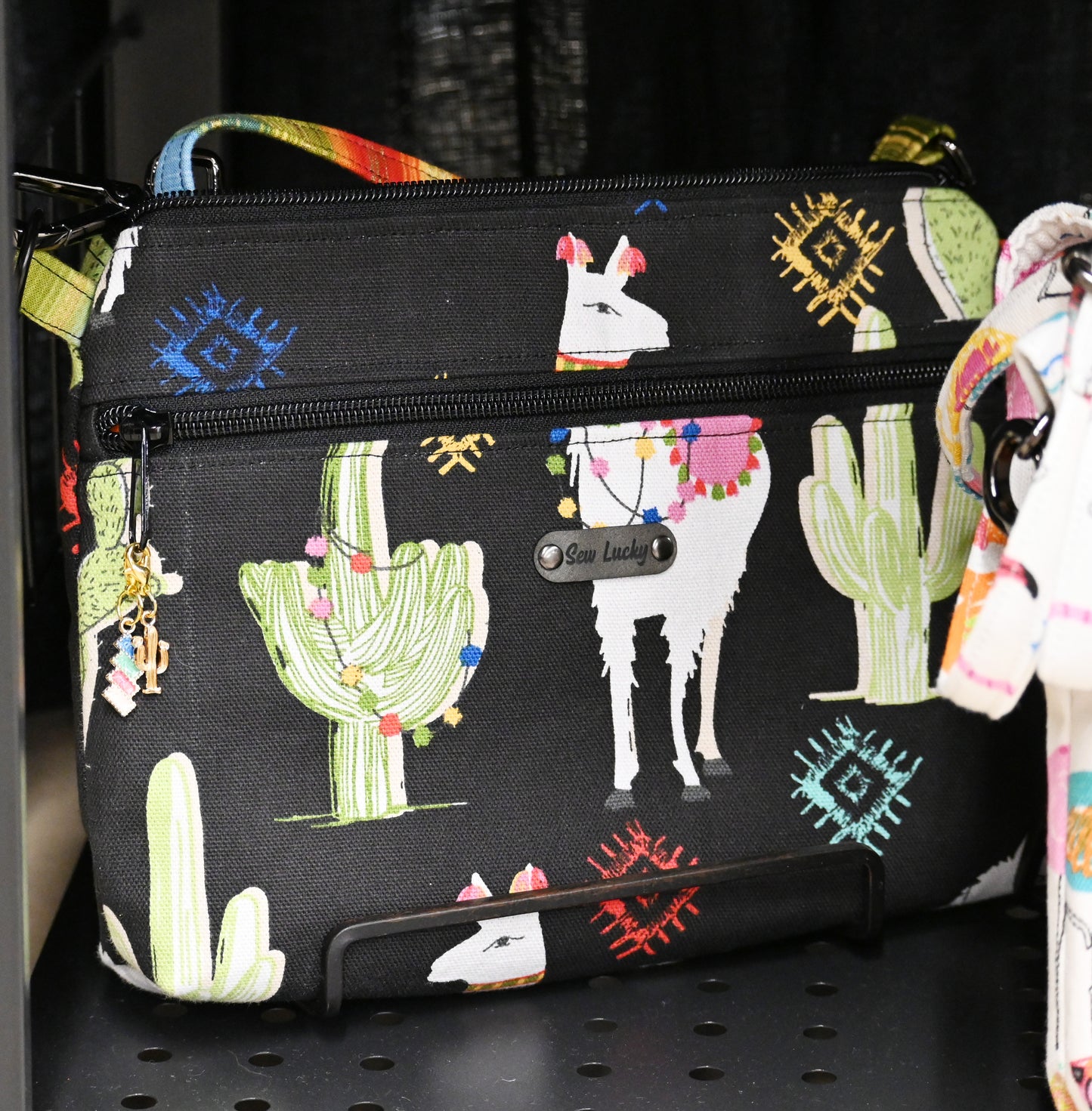 Black Llama and Cactus Denver Crossbody Purse