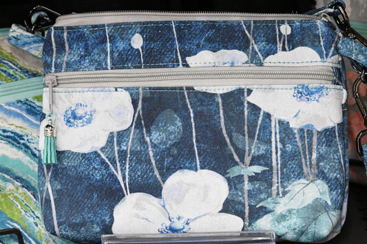 Blue Watercolor Floral Denver Crossbody Purse