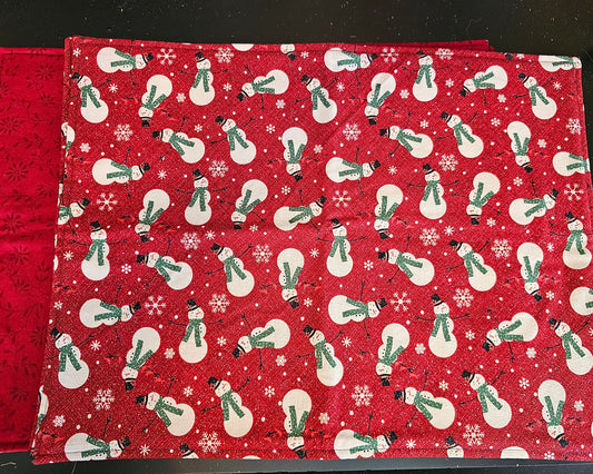 Snowmen/Burgundy Floral ~ set of 4