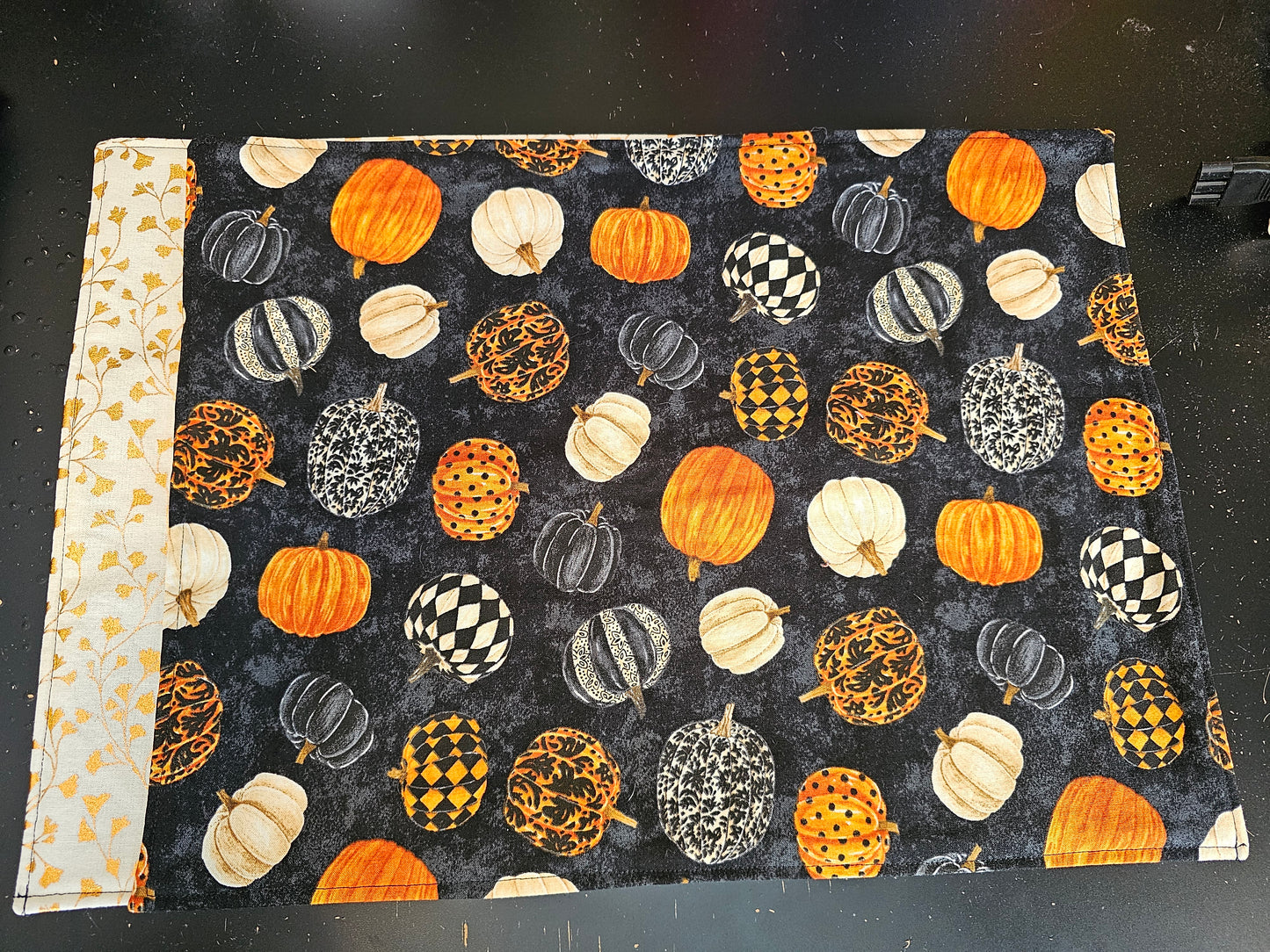 Black Pumpkins / Gold Vines Placemats ~ set of 2